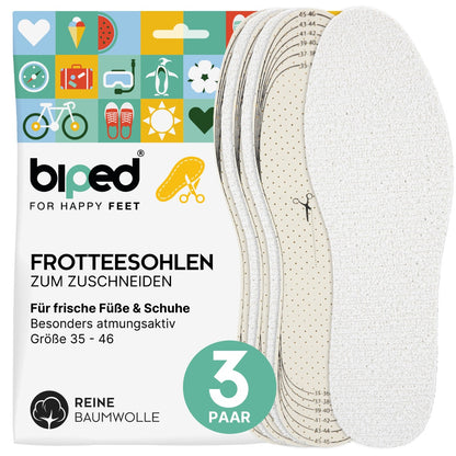 biped 3 Paar Frotteesohlen zum Zuschneiden - Ideal zum Barfußtragen z2028