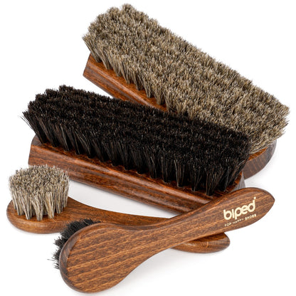 biped 4-teiliges Schuhbürsten Set Classic Edition - Rosshaarbürsten in Geschenkbox z2487