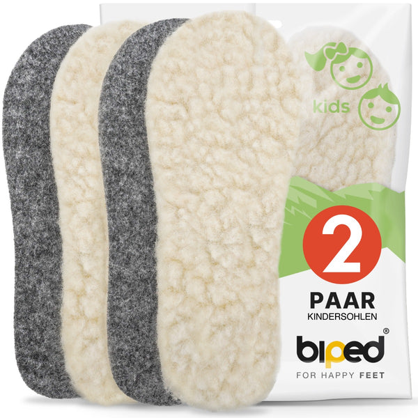 biped 2 Paar Kinder Wollsohlen mit extra dicker Lammwolle und Filz z2690