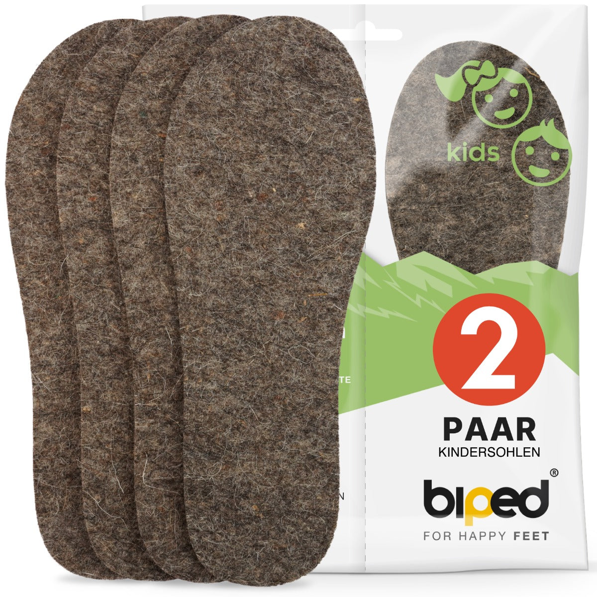 biped 2 Paar Kinder Wollfilz Einlegesohlen z2755