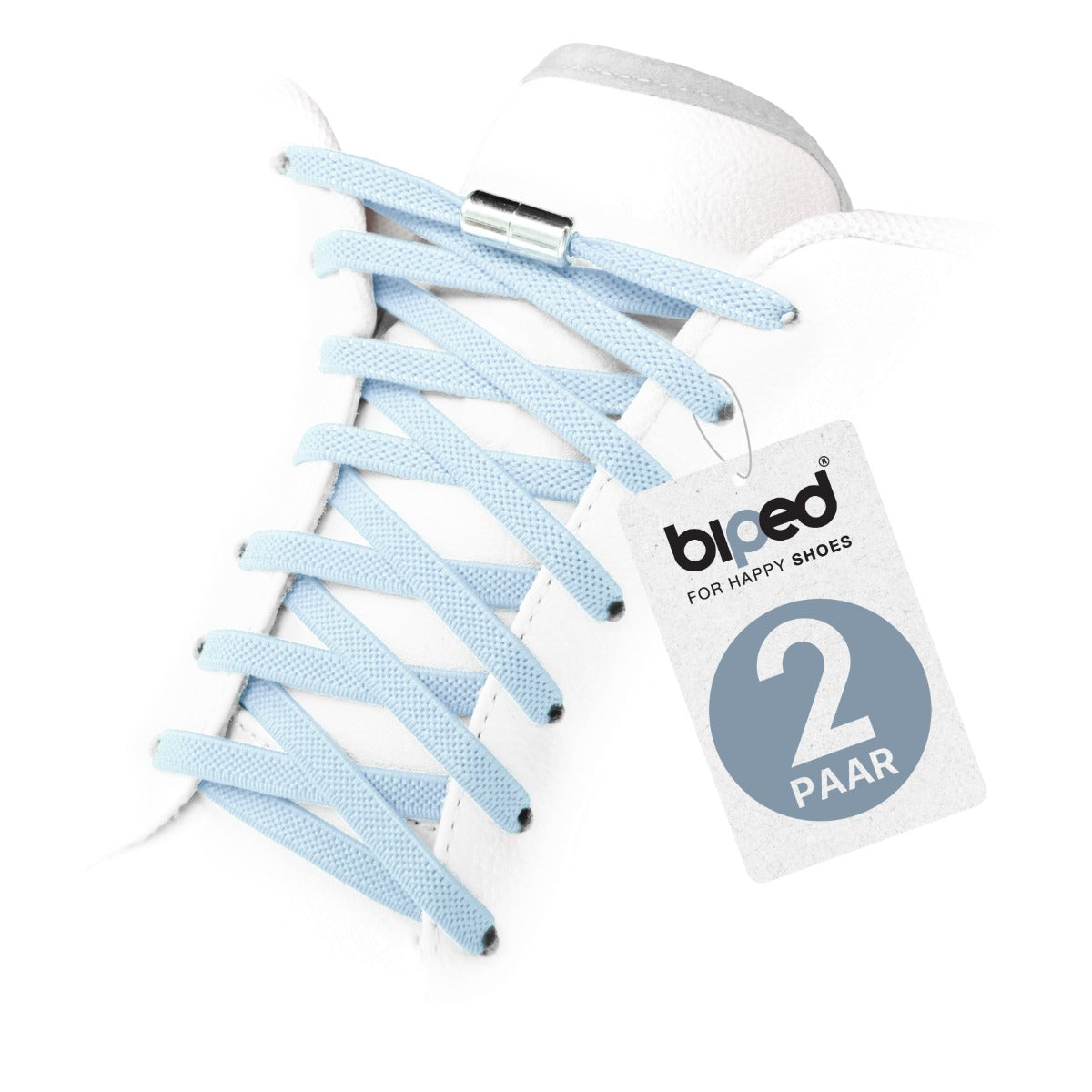 biped LACES 2 Paar elastische Schnürsenkel flach 6 mm - Mit Metallkapsel z2910
