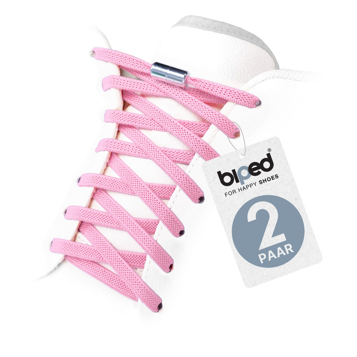 biped LACES 2 Paar elastische Schnürsenkel flach 6 mm - Mit Metallkapsel z2910