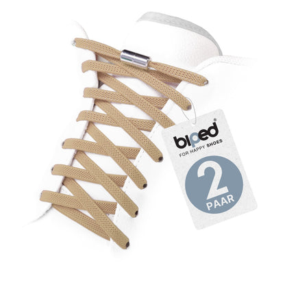 biped LACES 2 Paar elastische Schnürsenkel flach 6 mm - Mit Metallkapsel z2910