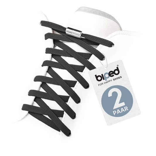 biped LACES 2 Paar elastische Schnürsenkel flach 6 mm - Mit Metallkapsel z2910