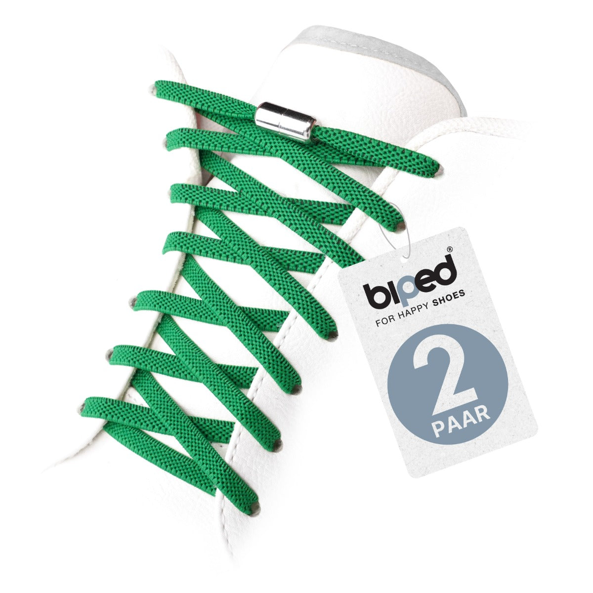 biped LACES 2 Paar elastische Schnürsenkel flach 6 mm - Mit Metallkapsel z2910