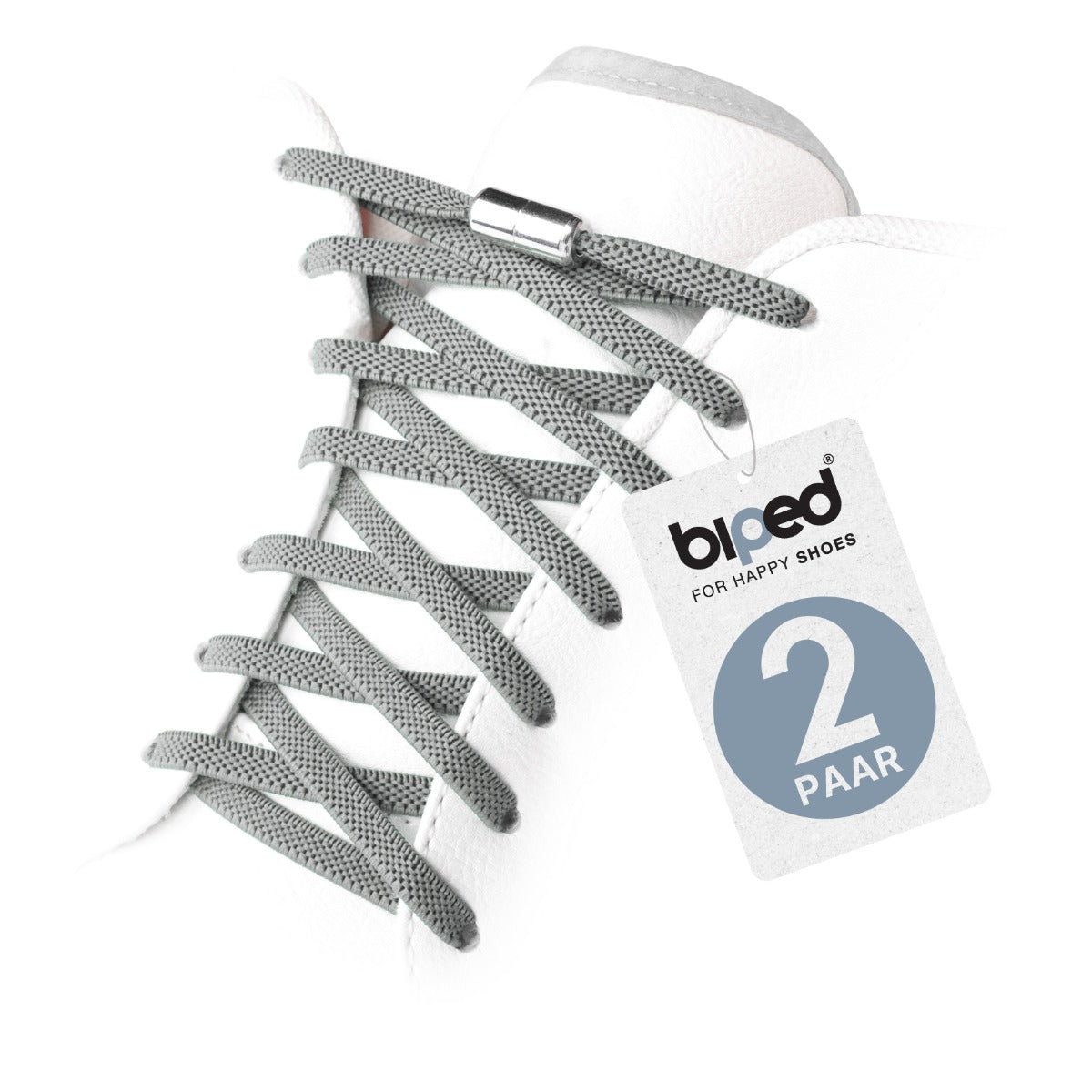 biped LACES 2 Paar elastische Schnürsenkel flach 6 mm - Mit Metallkapsel z2910