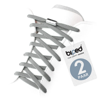 biped LACES 2 Paar elastische Schnürsenkel flach 6 mm - Mit Metallkapsel z2910
