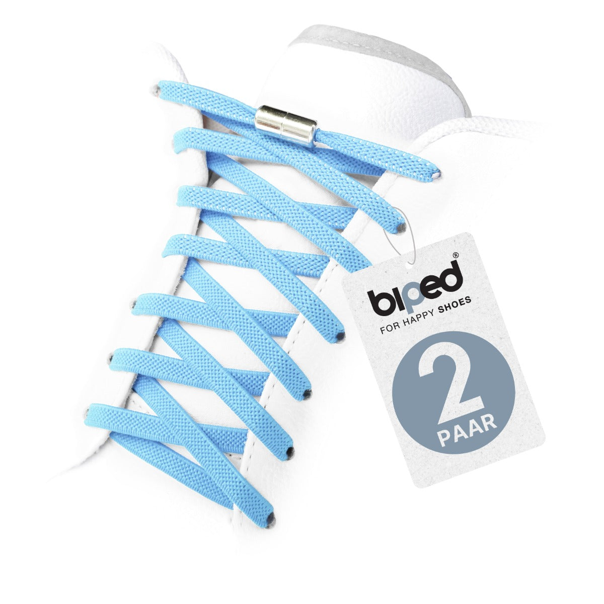 biped LACES 2 Paar elastische Schnürsenkel flach 6 mm - Mit Metallkapsel z2910