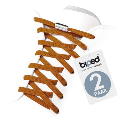 biped LACES 2 Paar elastische Schnürsenkel flach 6 mm - Mit Metallkapsel z2910