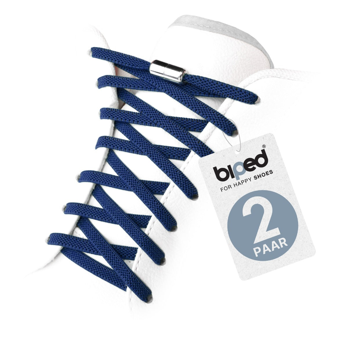 biped LACES 2 Paar elastische Schnürsenkel flach 6 mm - Mit Metallkapsel z2910