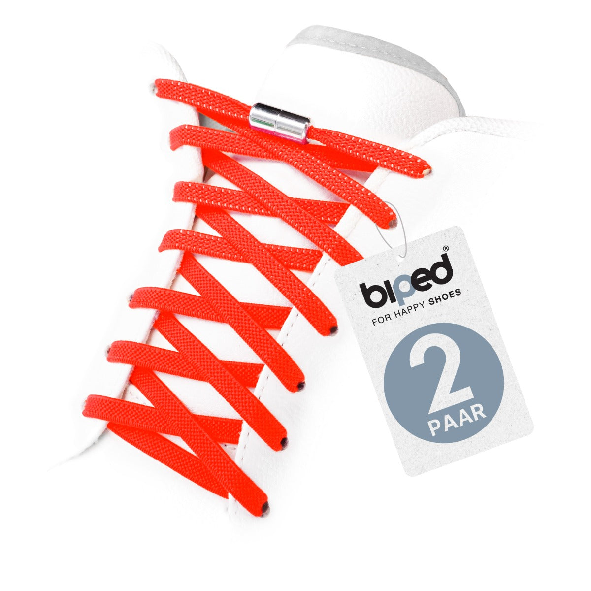 biped LACES 2 Paar elastische Schnürsenkel flach 6 mm - Mit Metallkapsel z2910