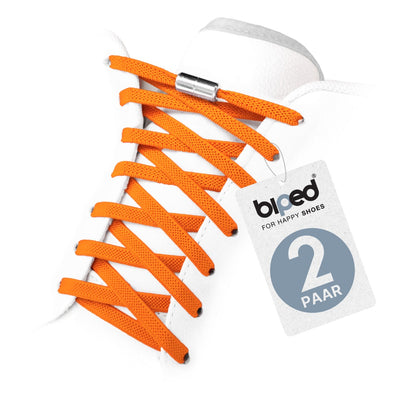 biped LACES 2 Paar elastische Schnürsenkel flach 6 mm - Mit Metallkapsel z2910