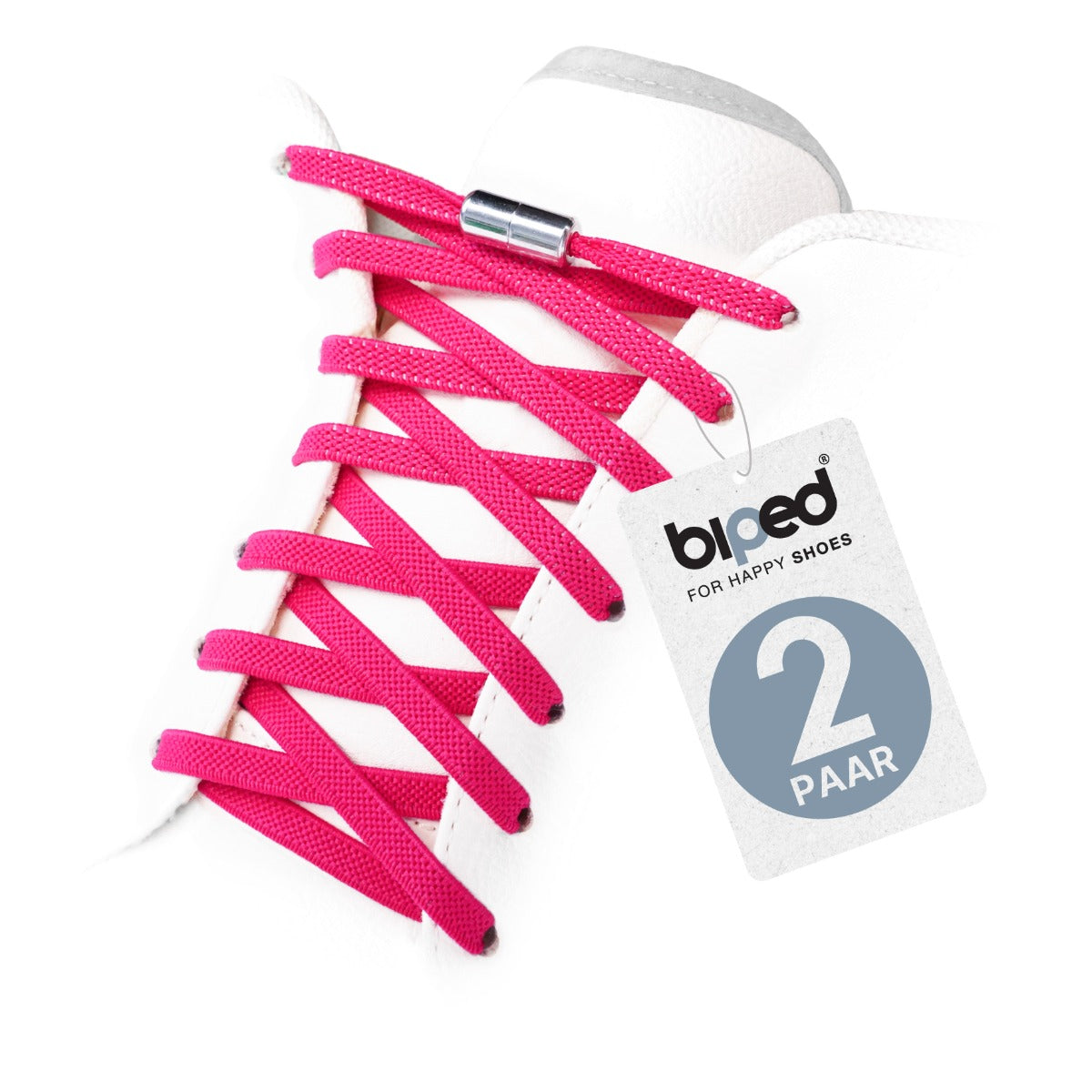 biped LACES 2 Paar elastische Schnürsenkel flach 6 mm - Mit Metallkapsel z2910
