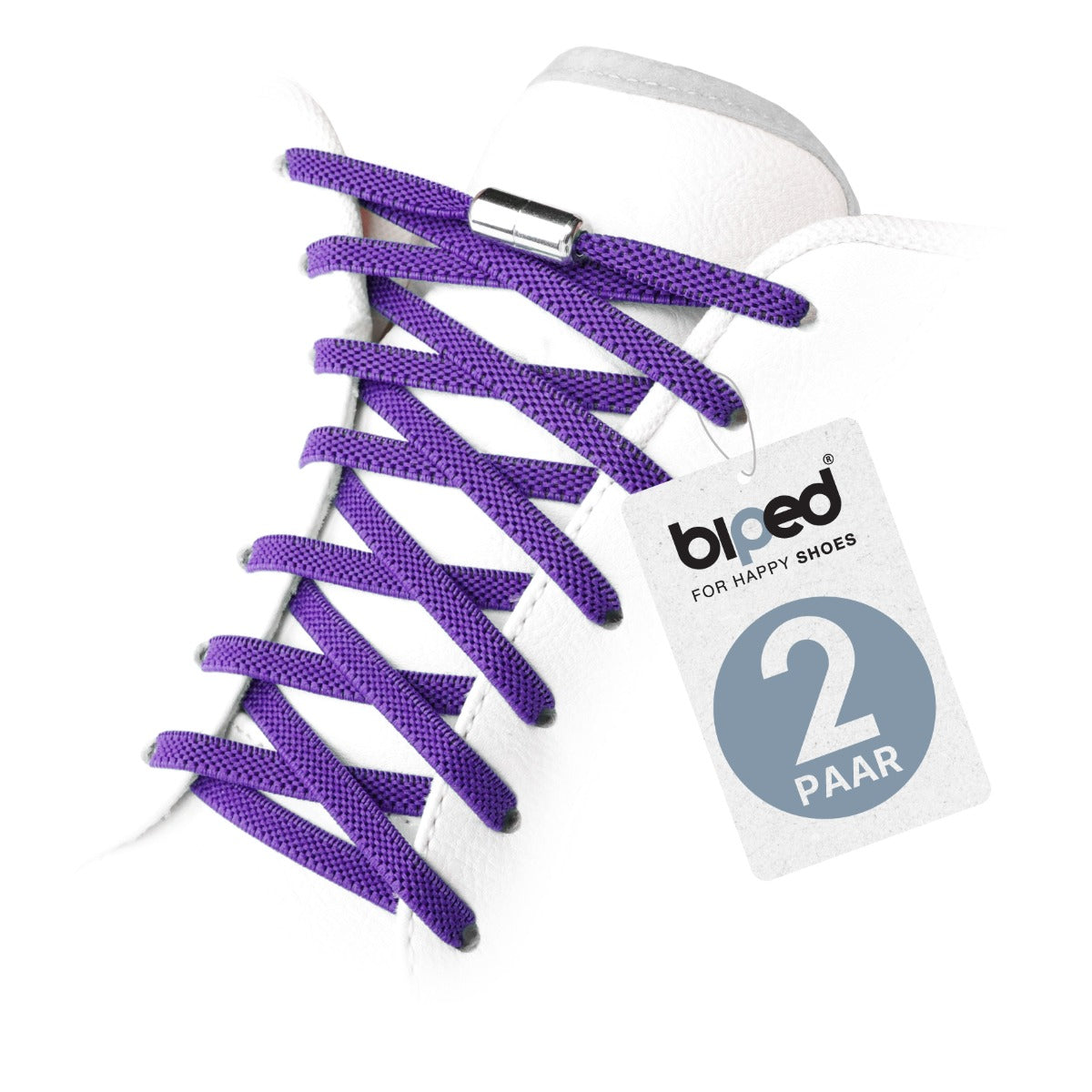 biped LACES 2 Paar elastische Schnürsenkel flach 6 mm - Mit Metallkapsel z2910
