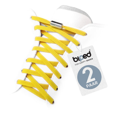 biped LACES 2 Paar elastische Schnürsenkel flach 6 mm - Mit Metallkapsel z2910