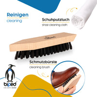 biped Schuhputzset 8-teilig - Schuhbürsten für Glattleder und Wildleder z2463
