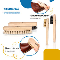 biped Schuhputzset 8-teilig - Schuhbürsten für Glattleder und Wildleder z2463