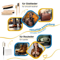 biped Schuhputzset 8-teilig - Schuhbürsten für Glattleder und Wildleder z2463