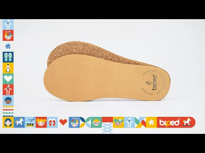 biped 2 Paar Kinder Premium Ledersohlen mit Kork Unterseite z2767
