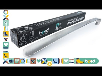 biped Metall Schuhlöffel lang, aus gebürstetem Edelstahl, in dekorativer Geschenkbox z2932