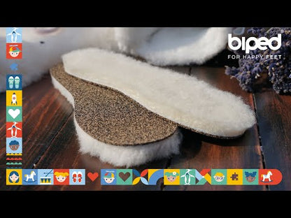 biped Kinder Premium Lammfellsohlen mit Kork und recyceltem Kautschuk z1024