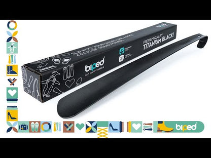 biped Metall Schuhlöffel lang, aus gebürstetem Edelstahl, in dekorativer Geschenkbox z2932