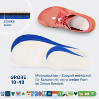 biped minimal sole MANJARIN - 2 Paar Frottee Einlegesohlen - spezielle Form für Barfußschuhe