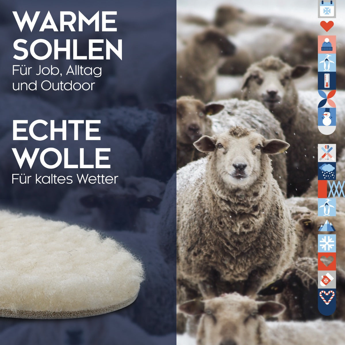 biped 2 Paar extra dicke Lammwoll Sohlen z1015