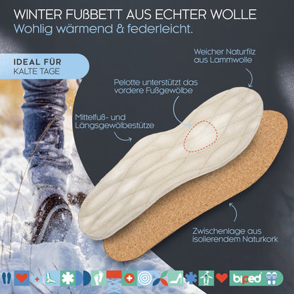 biped Winter Fußbett mit echter Lammwolle und Naturkork z1715