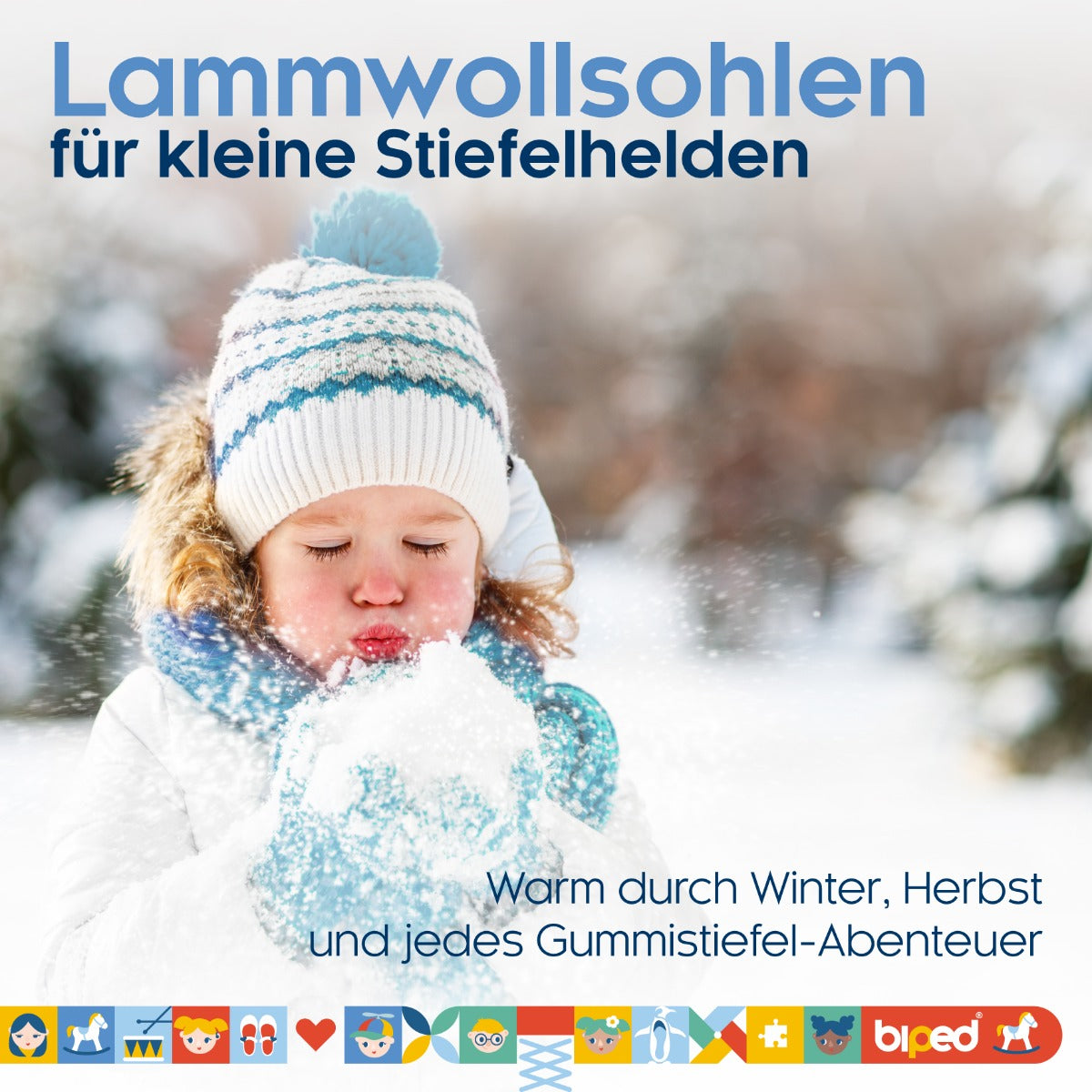 biped 2 Paar Kinder Wollsohlen mit extra dicker Lammwolle und Filz z2690