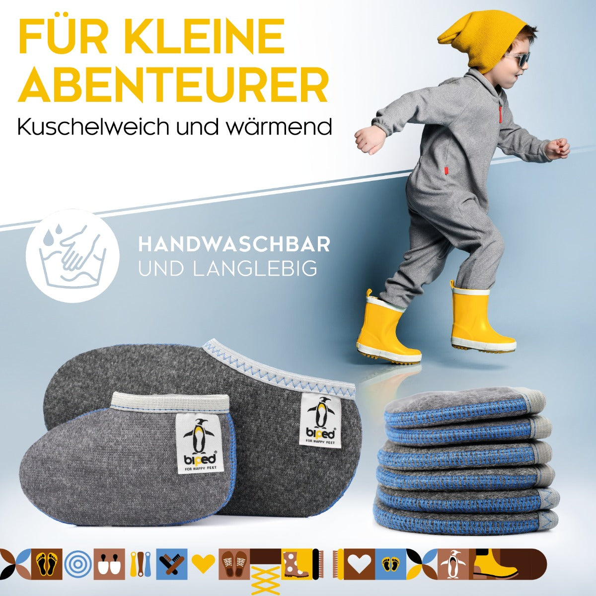 biped Kinder Stiefelsocken ZWERGFUCHS - Mit echter Wolle z2741