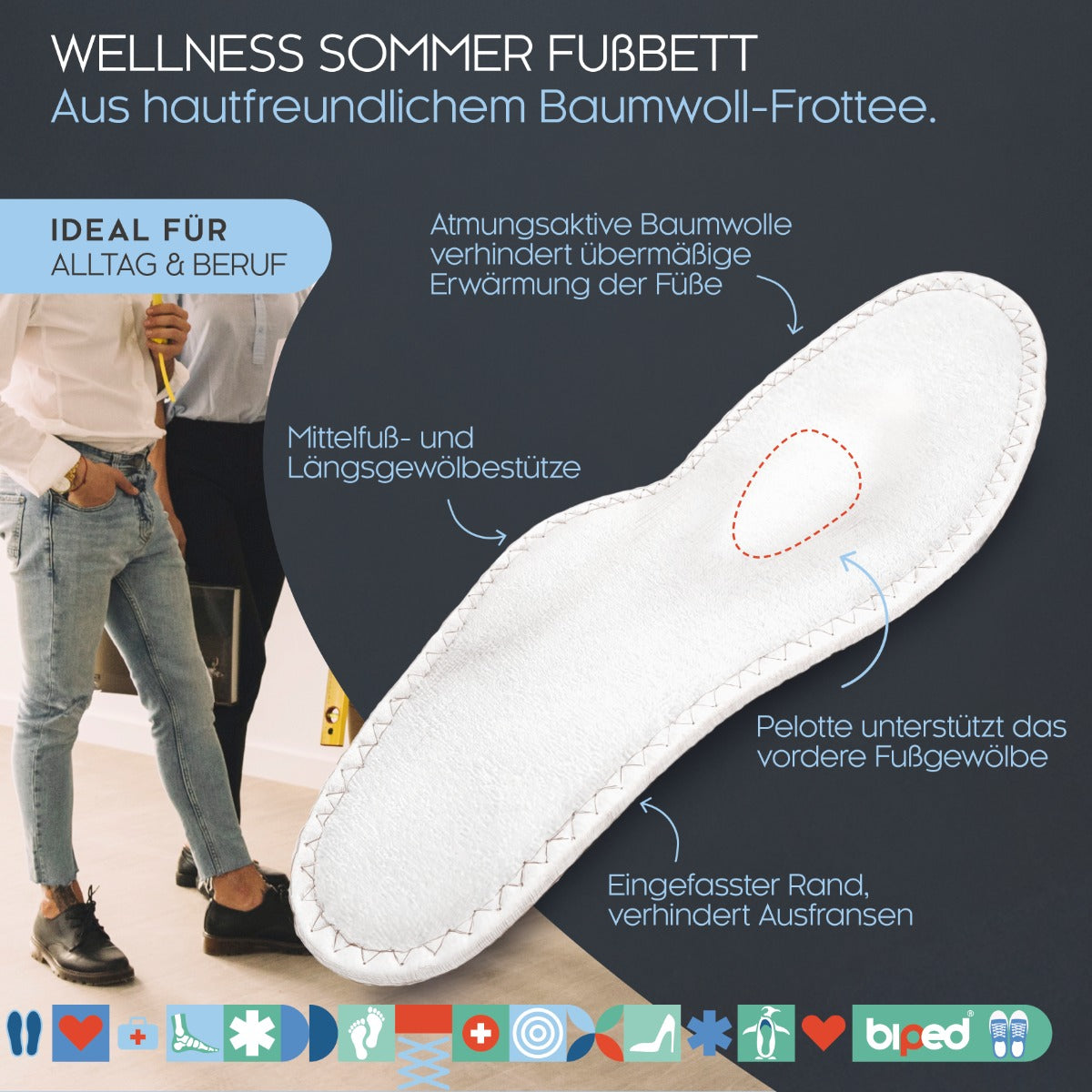 biped Sommer Fußbett mit Baumwoll-Frottee und Sisal z2777