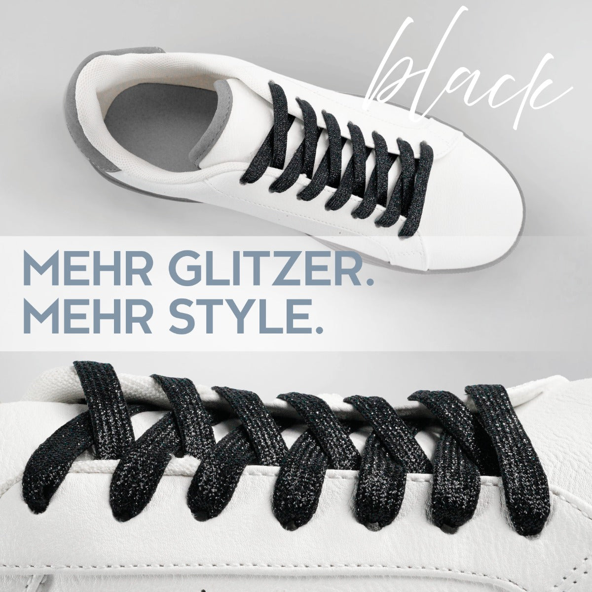 biped LACES 2 Paar Glitzer Schnürsenkel flach 8 mm z2919