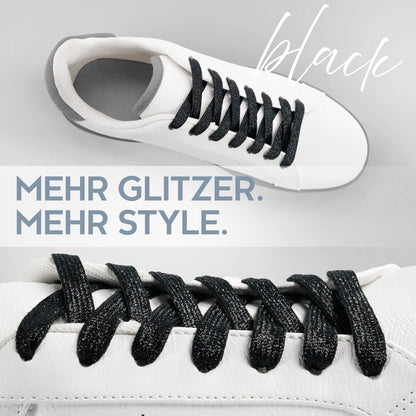 biped LACES 2 Paar Glitzer Schnürsenkel flach 8 mm z2919