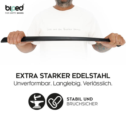 biped Metall Schuhlöffel lang, aus gebürstetem Edelstahl, in dekorativer Geschenkbox z2932