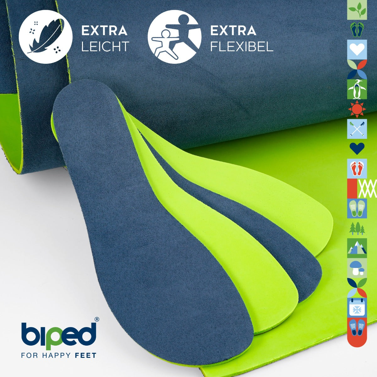 biped minimal sole ASTORGA - 2 Paar Velours Einlegesohlen - spezielle Form für Barfußschuhe