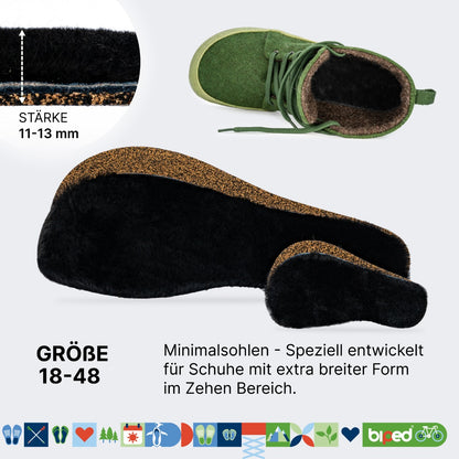 biped minimal sole FISTERRA – Lammfell Einlegesohlen - spezielle Form für Barfußschuhe
