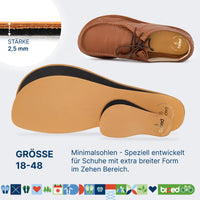 biped minimal sole LEDIGOS - 2 Paar Leder Einlegesohlen - spezielle Form für Barfußschuhe