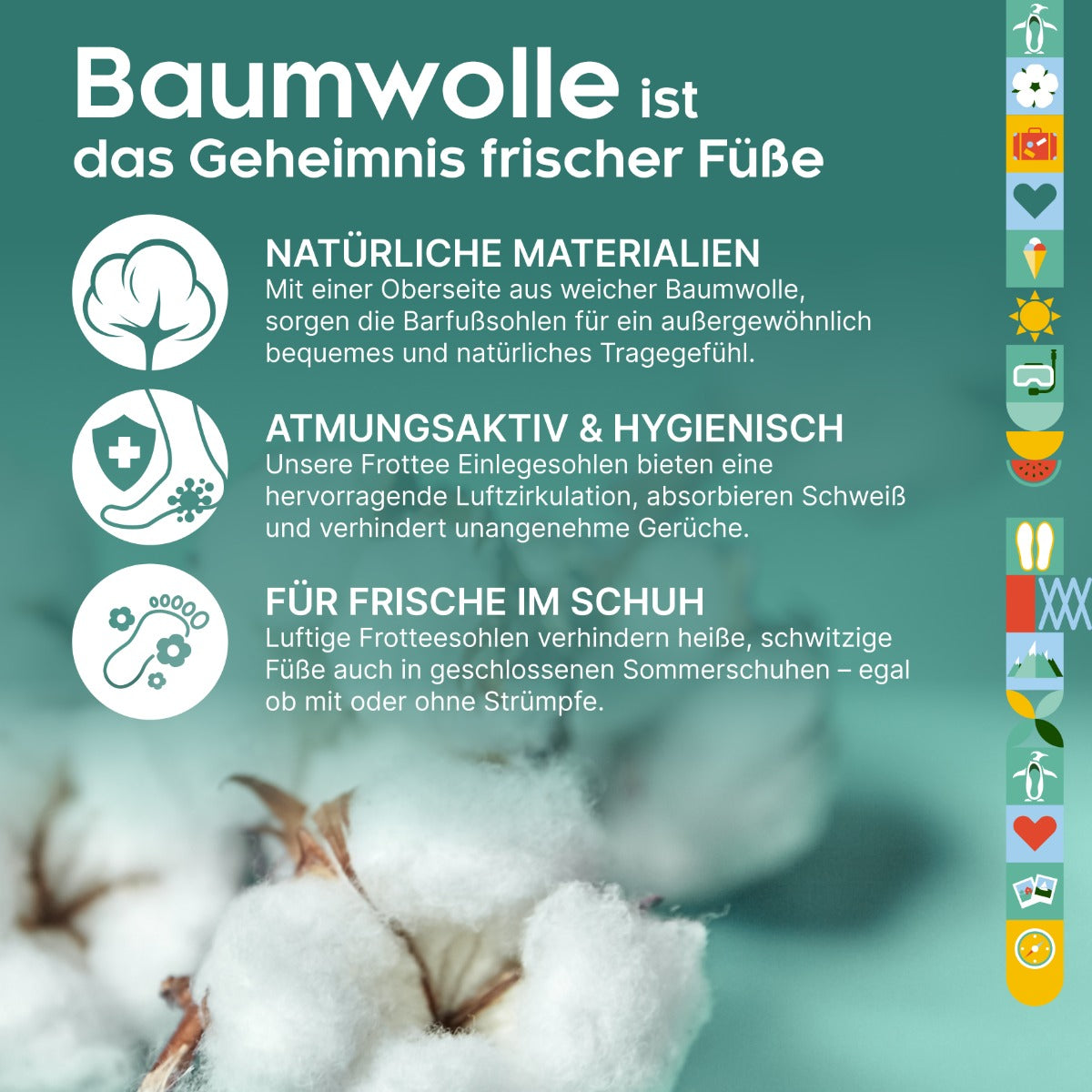 biped 2 Paar Baumwoll-Frotteesohlen z1016