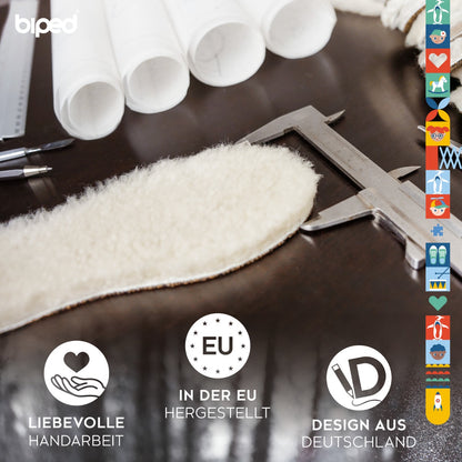 biped Kinder Premium Lammfellsohlen mit Kork und recyceltem Kautschuk z1024