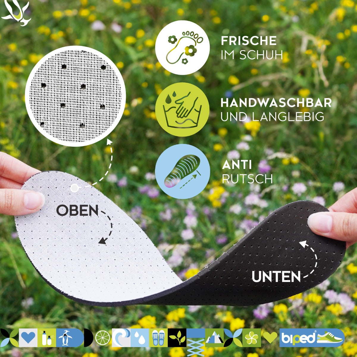 biped 4 Paar Aktivkohle Latex Einlegesohlen z2727