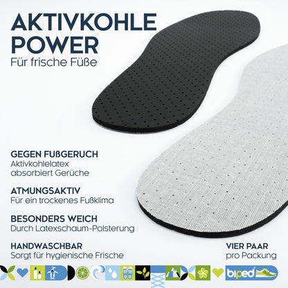 biped 4 Paar Aktivkohle Latex Einlegesohlen z2727