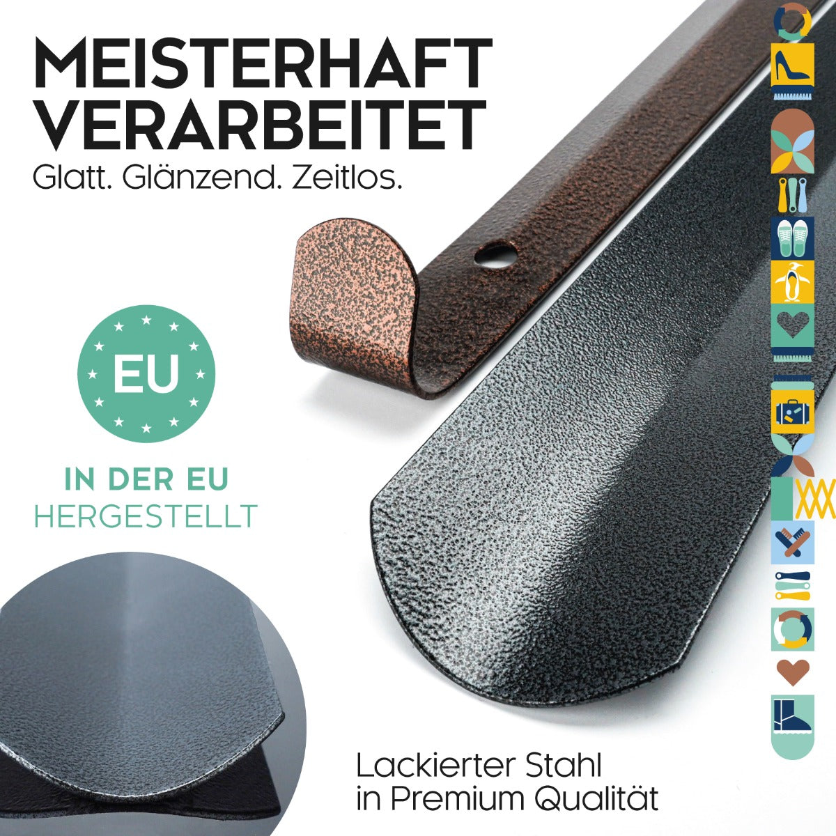 biped Metall Schuhlöffel 66 cm extra lang in Hammerschlag-Optik z2797