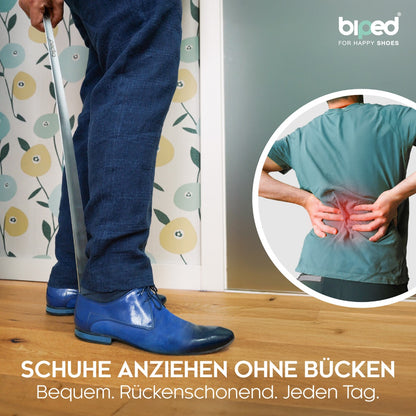 biped Metall Schuhlöffel lang, aus gebürstetem Edelstahl, in dekorativer Geschenkbox z2932