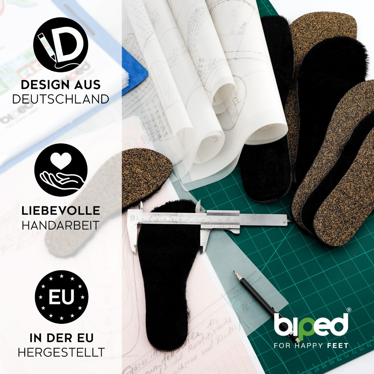 biped minimal sole FISTERRA – Lammfell Einlegesohlen - spezielle Form für Barfußschuhe