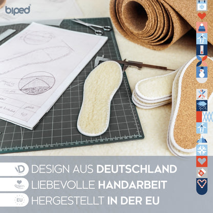 biped 2 Paar Wintersohlen aus Schafwolle und echtem Kork z2736