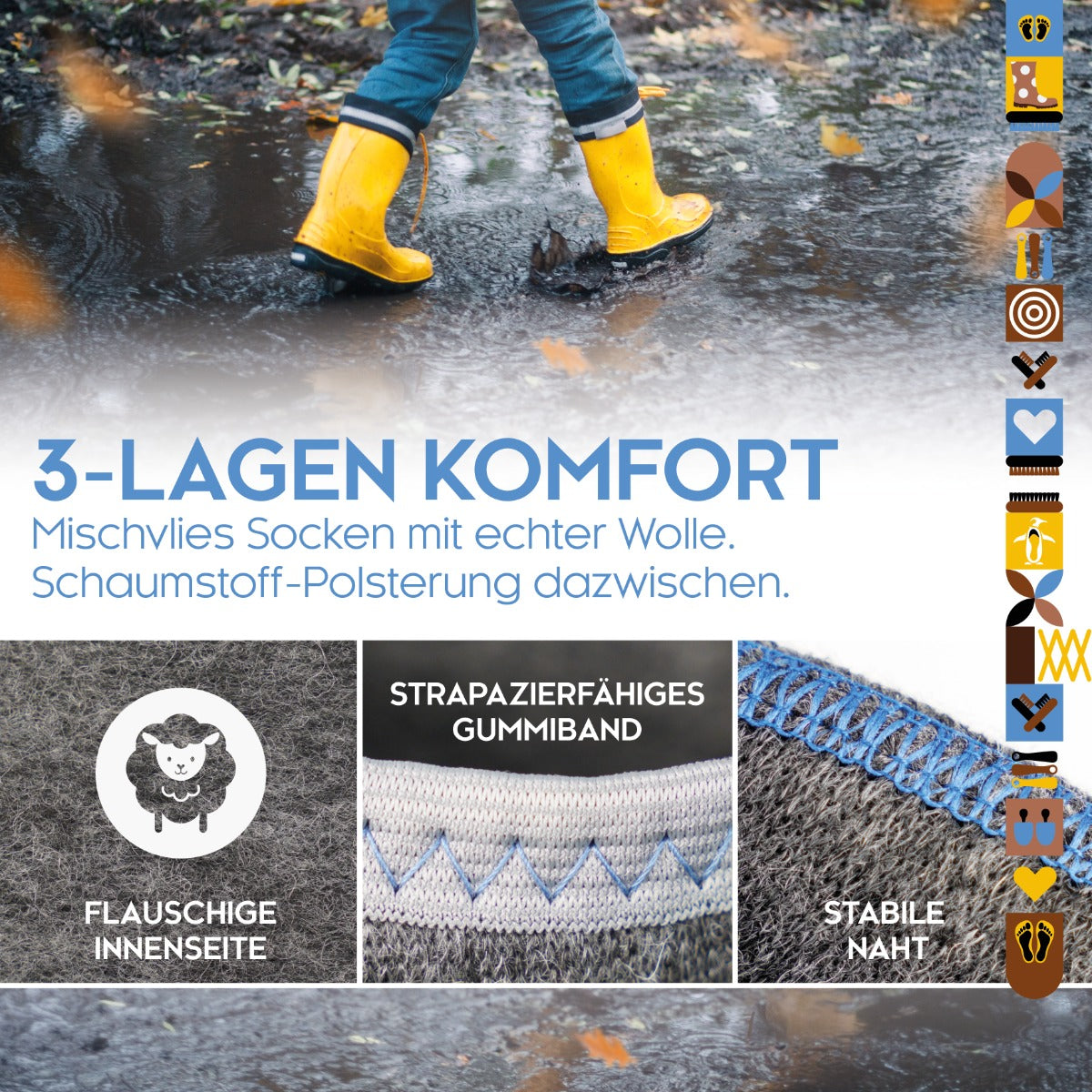 biped Kinder Stiefelsocken ZWERGFUCHS - Mit echter Wolle z2741