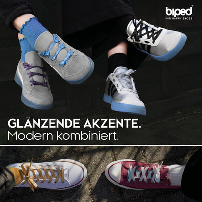 biped LACES 2 Paar Glitzer Schnürsenkel flach 8 mm z2919