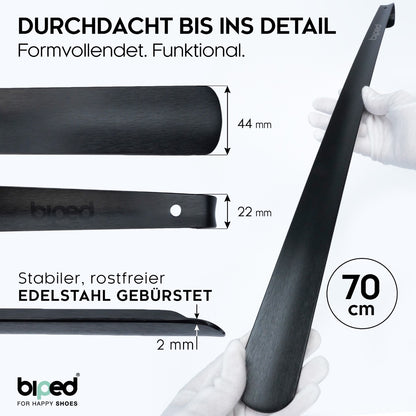 biped Metall Schuhlöffel lang, aus gebürstetem Edelstahl, in dekorativer Geschenkbox z2932