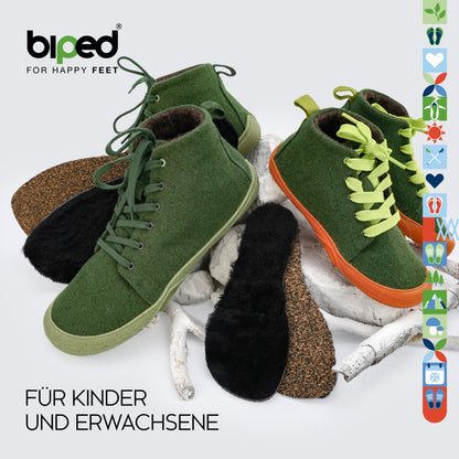 biped minimal sole FISTERRA – Lammfell Einlegesohlen - spezielle Form für Barfußschuhe